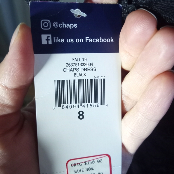 Chaps Black Sheath Midi Dress Short Sleeve Crew Neck Cocktail - Picture 2 of 3